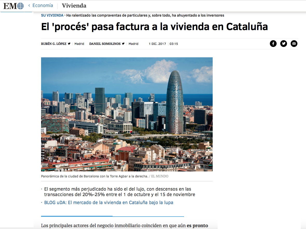 Bressers Law opina para El Mundo sobre cómo el ‘procés’ afecta al mercado inmobiliario en Cataluña