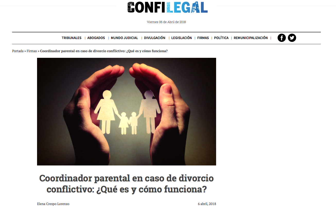 Artículo de nuestra abogada Elena Crespo para Confilegal sobre el coordinador parental