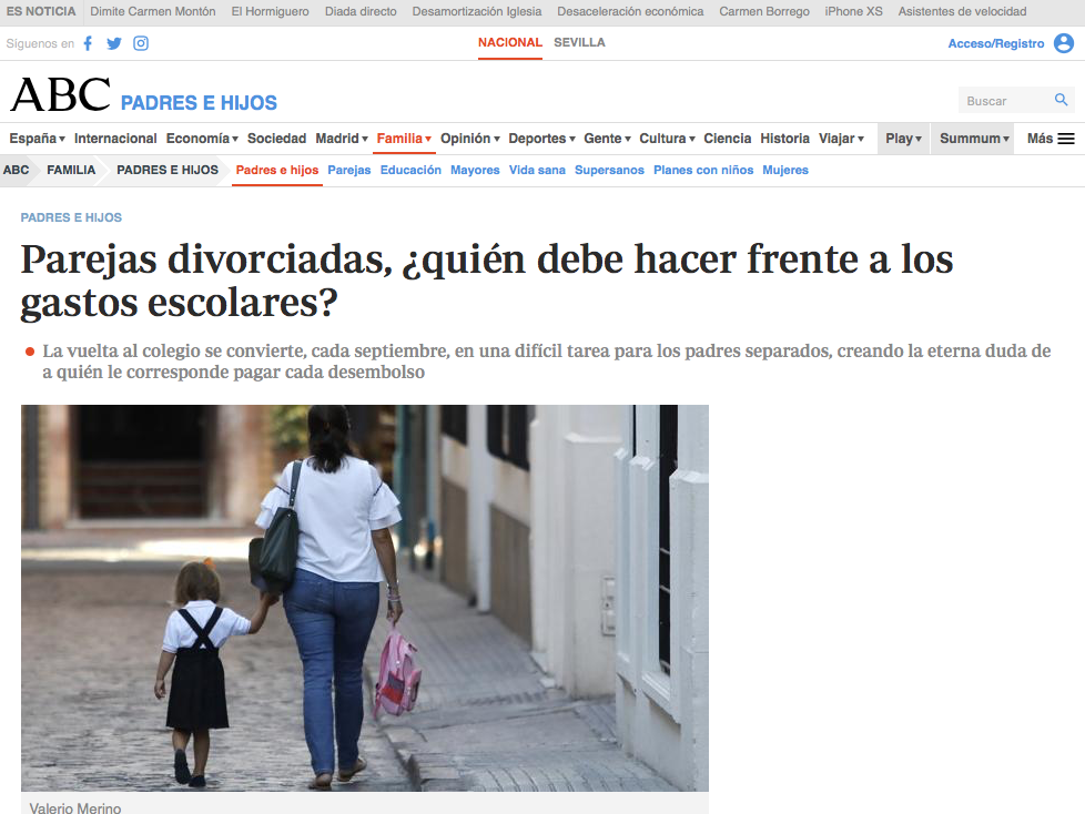 Elena Crespo en ABC Familia: ¿A quién corresponden los gastos de la vuelta al cole?