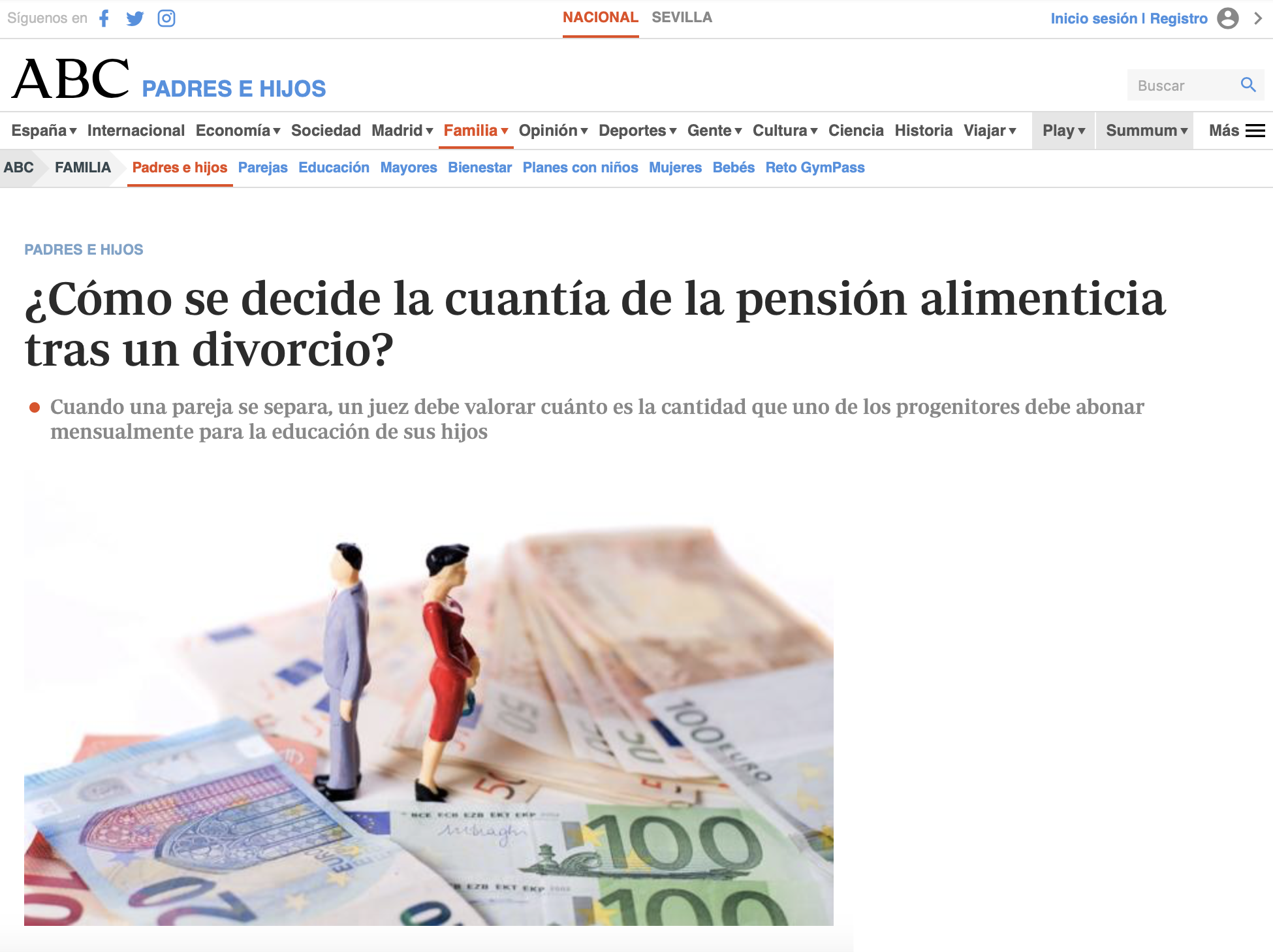 Entrevista a Elena Crespo en ABC sobre cómo se decide la cuantía de la pensión alimenticia